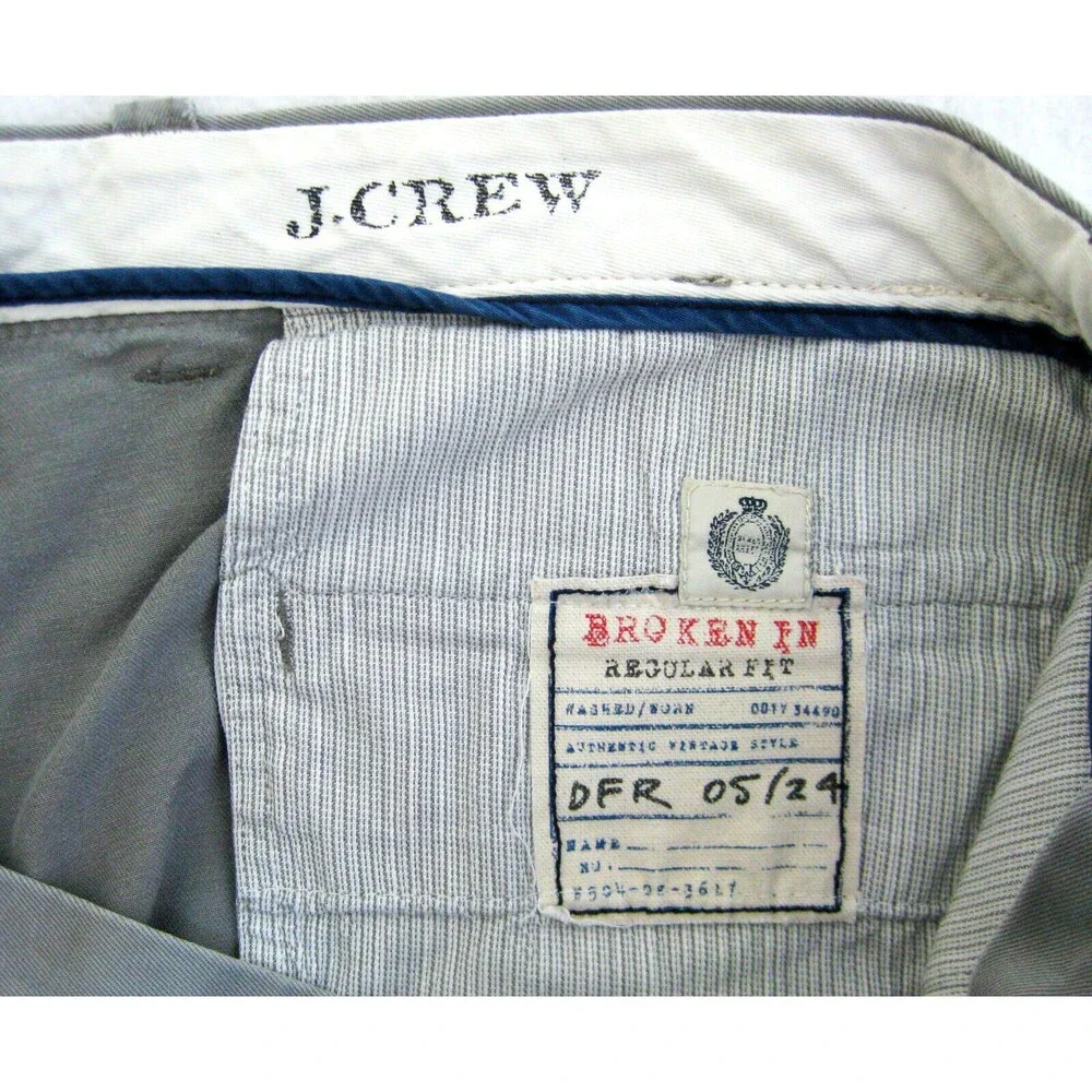 J. CREW Mens (Size 36) Gray Flat Front Casual Chino Shorts 4 Pockets 100% Cotton